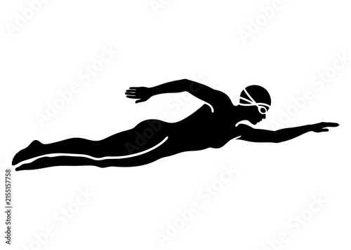 Принти на полотні Silhouette of a person swimming freestyle