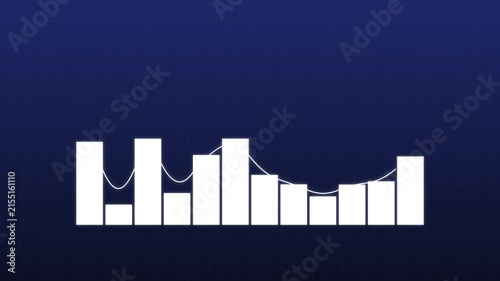 Minimalist of a white bar chart on a dark blue grid background with transparent background minimalist data visualization