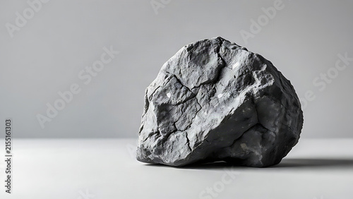 Rough diorite rock isolated on grey, mineral texture and geological study concept.