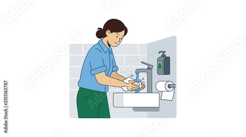 Person washing hands at sink