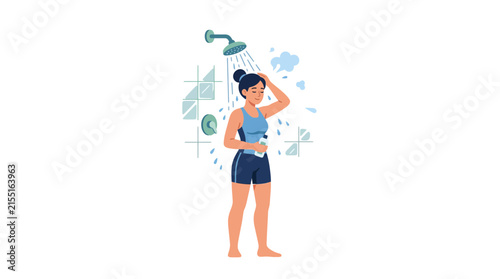 Woman taking a refreshing shower