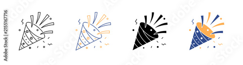 Bild auf Leinwand Celebration Confetti Popper Festival Fun Vector llustration Design Pack Icon