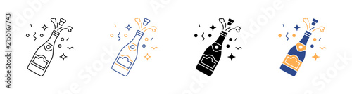 Sparkling Wine Toast Celebration Bottle Vector llustration Design Pack Icon