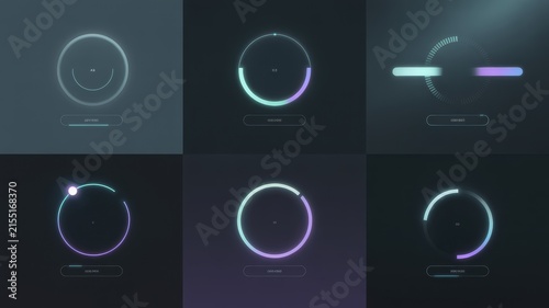 Modern Futuristic Circular User Interface Icons with Neon Glow Effects