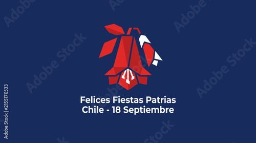 Chilean Independence Day Graphic with Copihue Flower