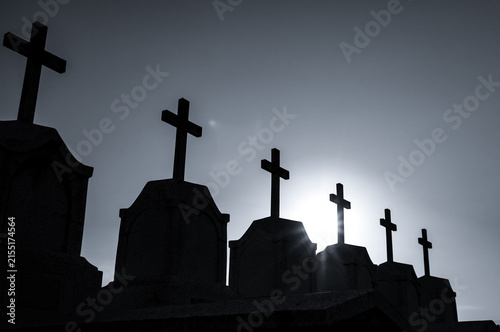 Canvas Print Christian cemetery crosses