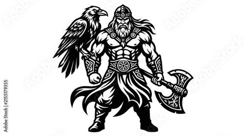 Warrior with axe and bird