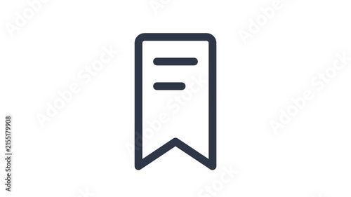 Bookmark outline icon animation for digital library reading application and website navigation save for later user interface element