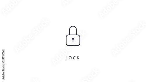 Padlock security outline icon animation for cyber protection system digital privacy and mobile app login password authentication UI