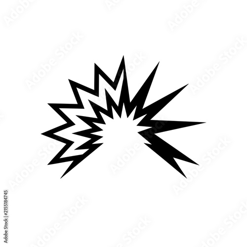 Black explosion starburst impact graphic.