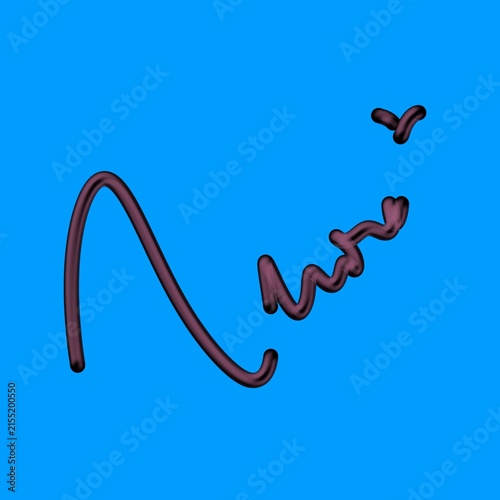 Dynamic Black Abstract Shape on Blue Background