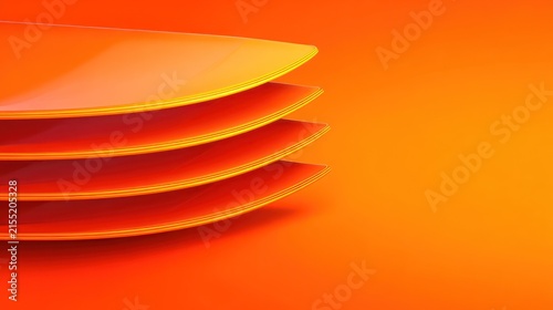 Stack of Orange Plates on Bright Background.
