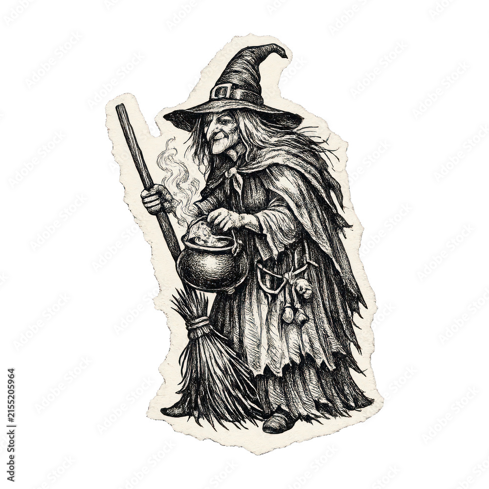 Fototapeta premium PNG Vintage witch illustration art