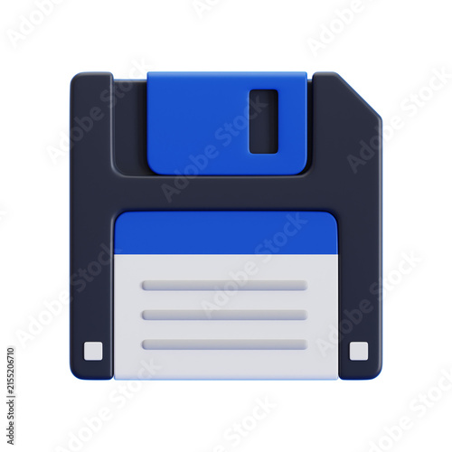 Fototapeta 3D rendering of a retro blue floppy disk for saving data