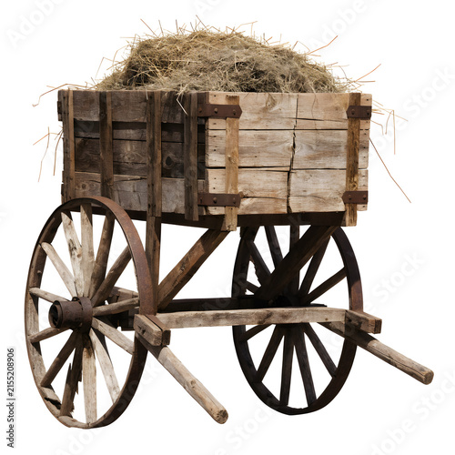 Old Rustic Hay Wagon with Weathered Wood and Metal Details