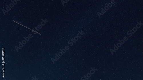 Shooting Star or Satellite Trail in Night Sky