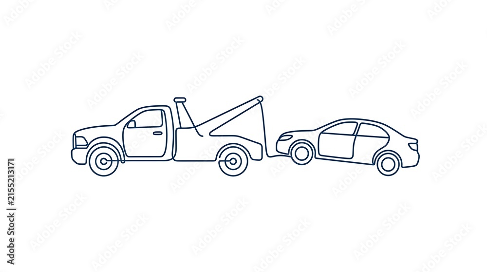 Naklejka premium Tow truck hauling automobile outline graphic