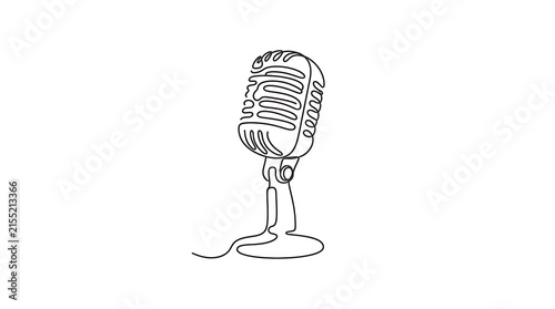 Retro microphone single line drawing isolated