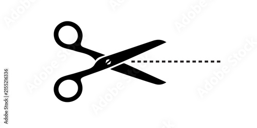 scissors cutting dotted line icon
