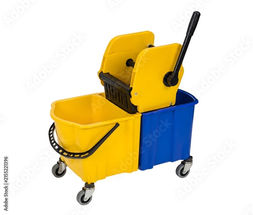 Fotografie Two Compartment Mop Bucket with Ergonomic Wringer Handle for Professional Janito