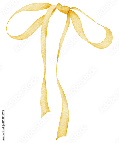 Yellow Watercolor Ribbon Bow Illustration