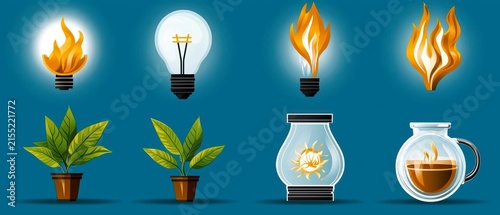 Creative Energy, Innovation and Nature Concepts Illustration Set