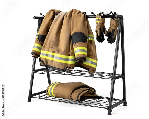 Firefighter Gear Drying Rack with Turnout Jacket Gloves for Professional Station Equipment Organization and Care