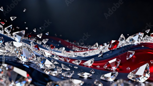 Abstract Red White Blue Glass Shard Luxury Patriotic Background