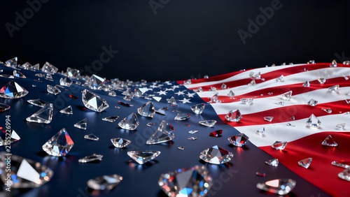 Abstract Red White Blue Glass Shard Luxury Patriotic Background