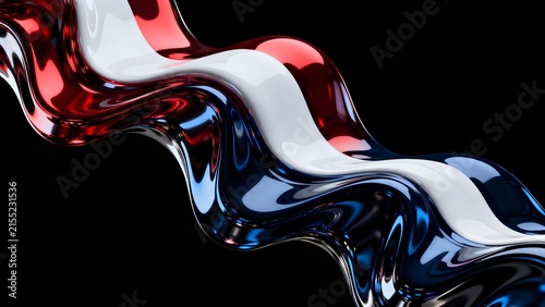 Liquid Chrome Red White Blue Abstract Patriotic Sculpture Background