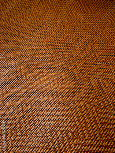 Photography Close-Up Woven Rattan Cane Texture Background, Natural Brown Wicker Basket Weave