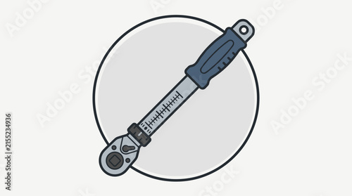 Professional Torque Wrench Tool Illustration Isolated on Circular Background for Mechanical Engineering Concept