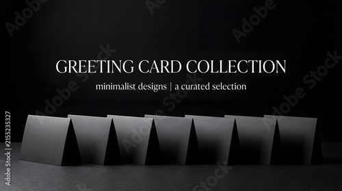 This image showcases a collection of greeting cards presented in a dark and elegant aesthetic evoking a sense of mystery and sophistication ideal for