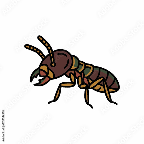 Stylized Insect Illustration with Segmented Body