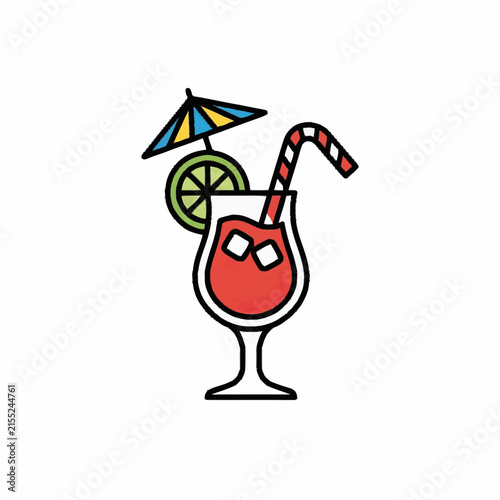 Refreshing Tropical Cocktail with Lime and Umbrella Icon