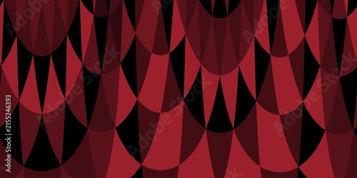 Abstract dark red geometric pattern with overlapping curved shapes and dramatic black negative space design