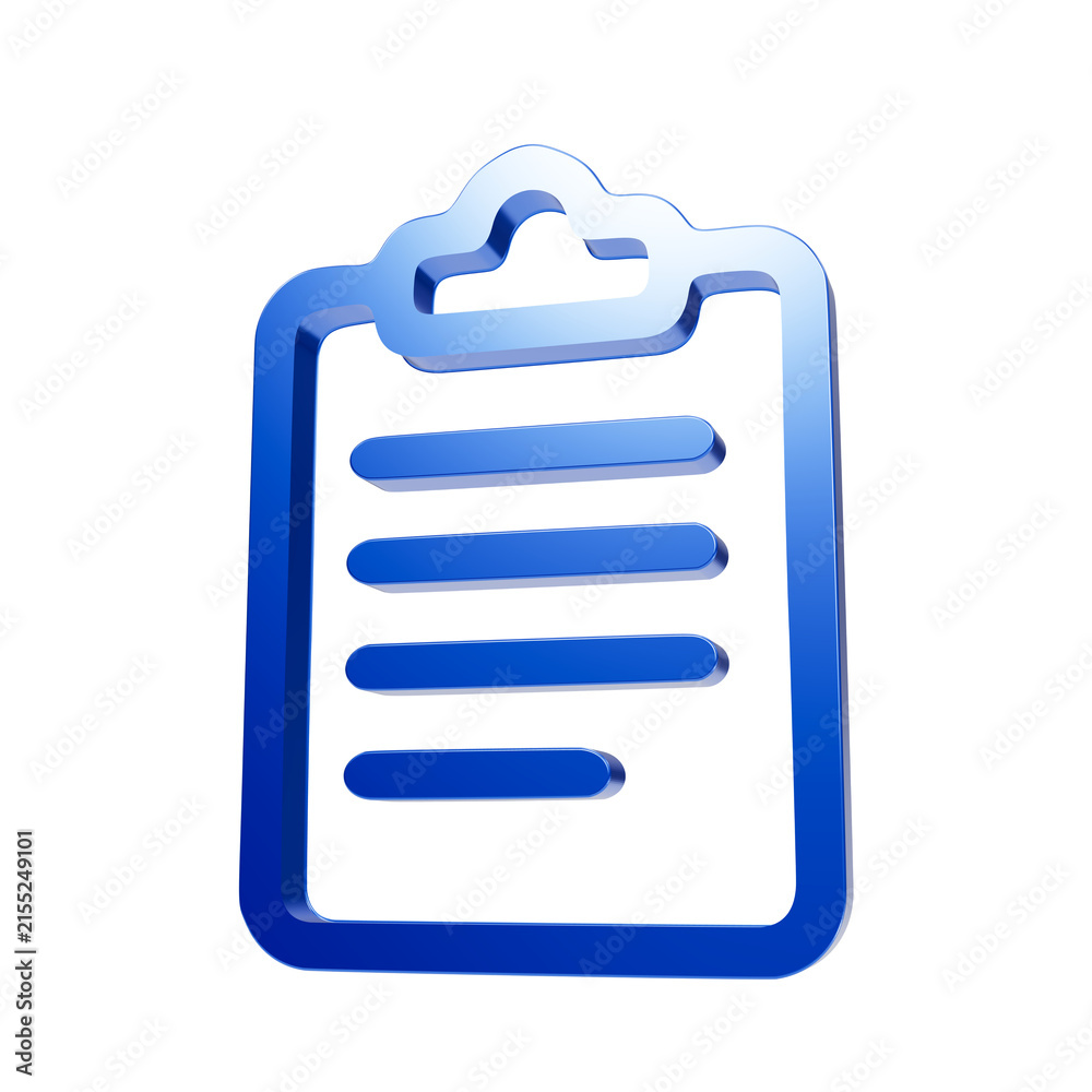 Obraz premium 3d a3d rendered blue clipboard with horizontal lines, representing tasks, checklists, notes, data collection, or isolated on a transparent background