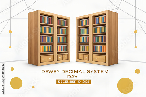 Dewey decimal system day festive library bookshelf display for education