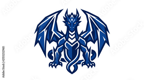 Blue dragon emblem mascot fierce creature
