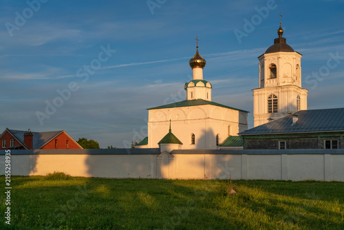 St. Basil the Great Cathedral (Vasilievsky Cathedral) with a bell tower in St. Vasilievsky Monastery on a sunny summer day, Suzdal, Vladimir Region, Russia