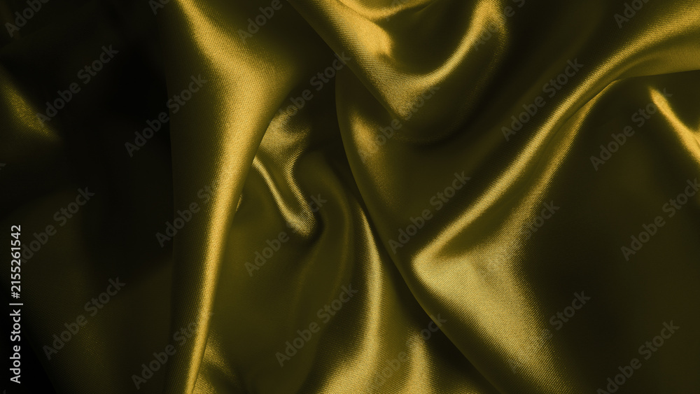 Fototapeta premium Elegant golden yellow silk satin fabric texture with soft waves