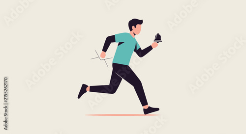 Young woman in athletic wear running on track.