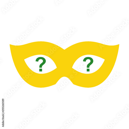 Yellow mask with question marks on eyes