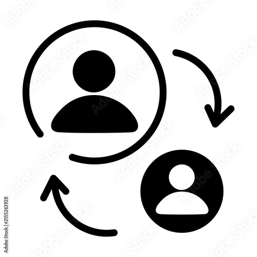 Obraz na płótnie Two user profiles with arrows representing switching between accounts.