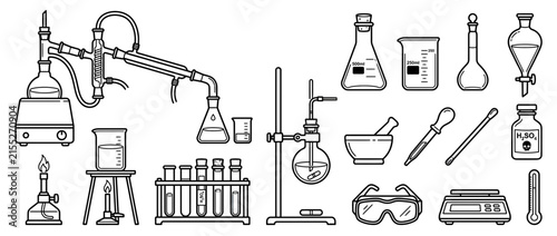 Laboratory Equipment Collection Isolated on Transparent Background