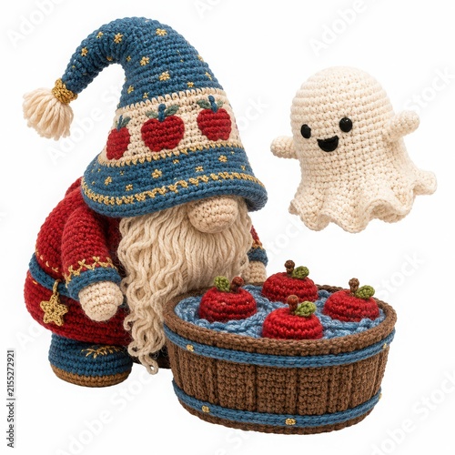 Adorable Crochet Santa with Apples and Playful Ghost Decoration
