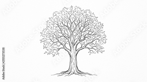 Minimalist Hand-Drawn Tree Line Art Sketch