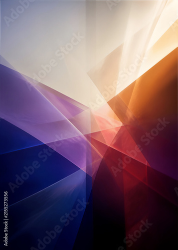 The image depicts an enormous abstract spatial environment constructed entirely from planes of colored light and shadow.