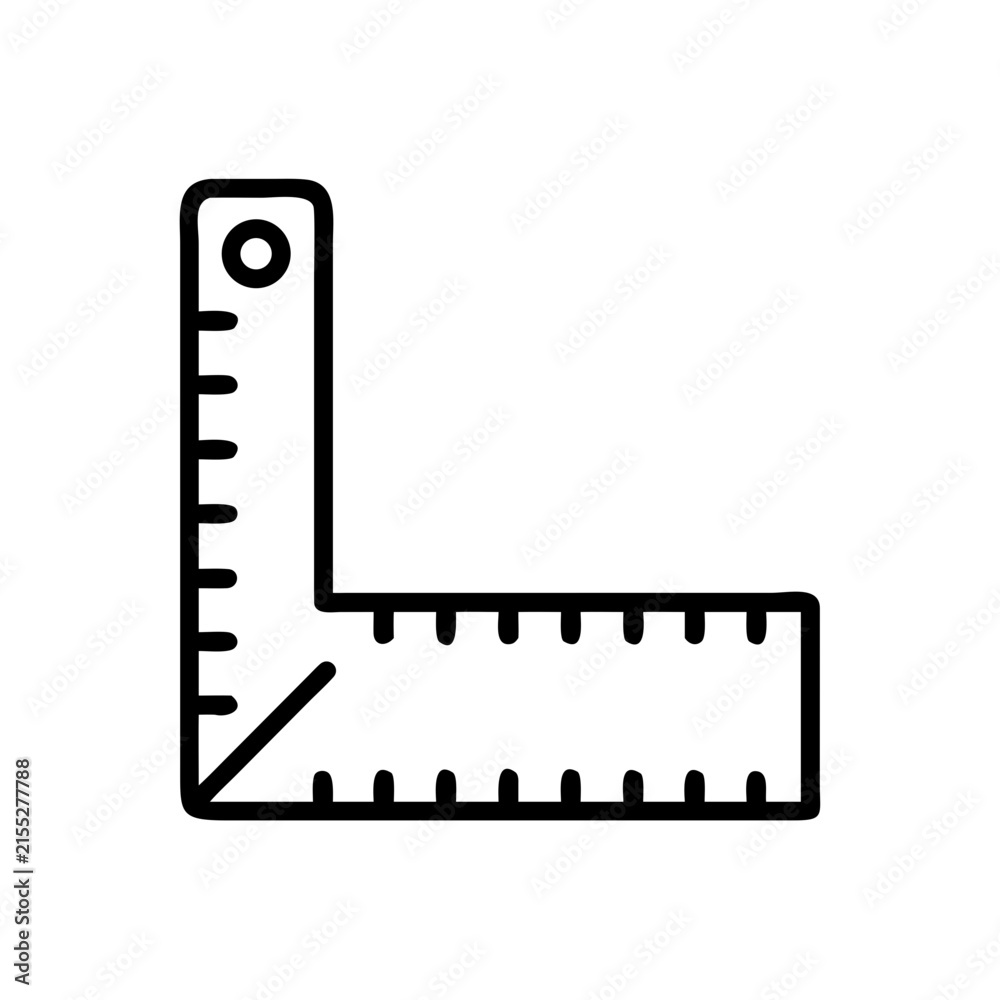Fototapeta premium carpenter square line icon, right angle measuring ruler, construction carpentry tool and technical drafting outline vector symbol