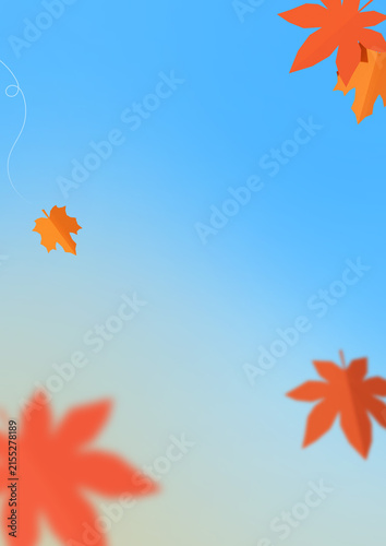 Autumn Background Vertical Banner Template with Maple Leaves Sky and Copy Space